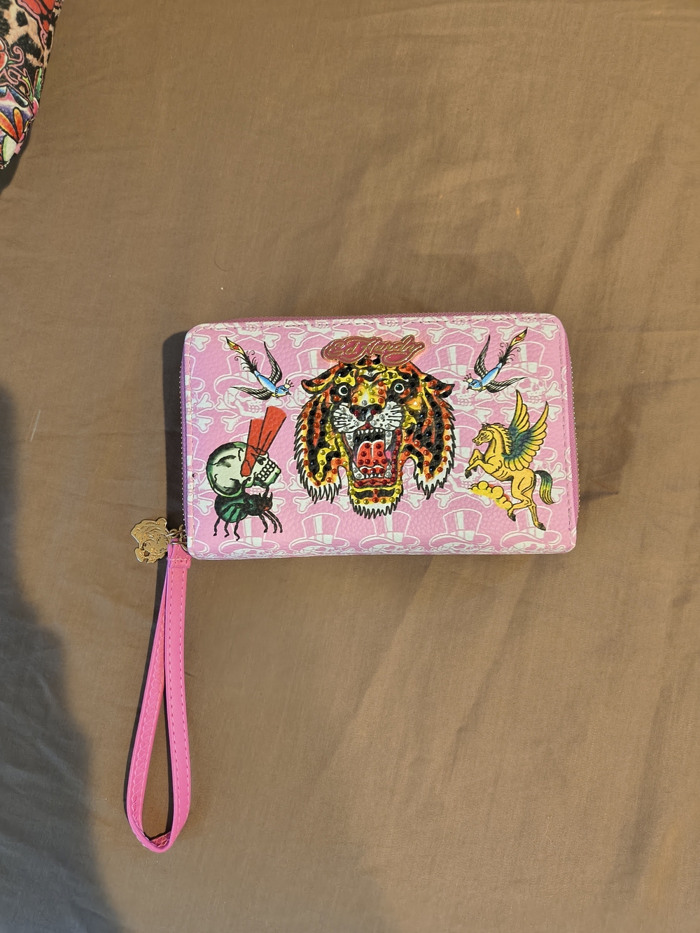 NWOT Ed Hardy Pink Tiger Wristlet Wallet